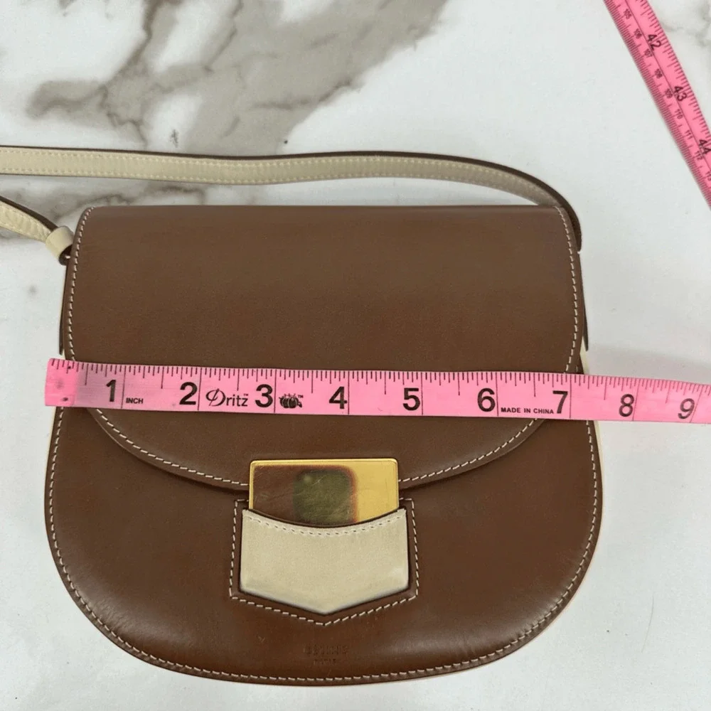 Celine 2016 Phoebe Philo Trotteur Crossbody Flap Bag Two Tone Beige Brown